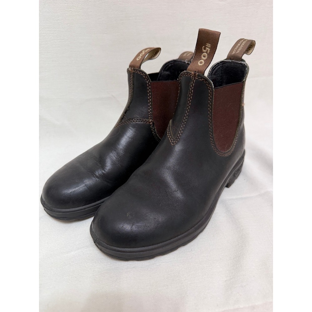 Blundstone Women's Chelsea Boots Black Leather Brown Accent 500 Series Workwear